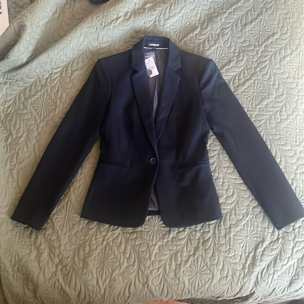 EXPRESS Black Notch Collar One Button Blazer Size 0